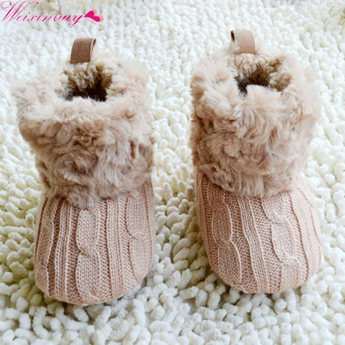 Baby Kid Boys Girls Knitted Fur 5 Color Toddlers Soft Sole Short Warm Soft Snow Boots Shoes 0-18 Months