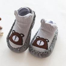 Load image into Gallery viewer, Baby Toddler Shoes and Socks Infant Cartoon Socks Kids Indoor Floor Socks Leather Sole Non-Slip Baby Socks Moccasins Slippers