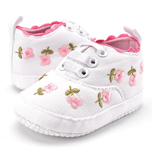 Baby Girl Shoes White Lace Floral Embroidered Soft Shoes Prewalker Walking Toddler Kids Shoes First Walker free shipping